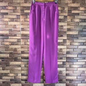 Vintage Union Made Womens Magenta Size 6 Pleated Polyester Pants